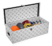 NAIZY Cassetta in alluminio con coperchio, 38 l, in alluminio, 80 x 22 x 22 cm, con serratura e chiavi e maniglia, colore: argento