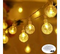 NAIZY Catena di Luci a LED a Sfera 10m Bianco Caldo 8 Modalità Catena Luminosa a LED per Natale, Matrimonio e Feste, Linea Trasparente