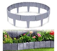 NAIZY Giardino Bordi in polipropilene, Effetto Pietra 15 m-60 pezzi, 1 elemento 25 x 23 cm (Lunghezza x Altezza), palisata da giardino per recinzione e prato, Grigio