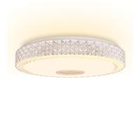 NAIZY Lampada da soffitto a LED da 60 W, dimmerabile, con strass in acrilico, telecomandi e controllo app i-link, lampada moderna Φ48 x 8 cm, con altoparlante Bluetooth