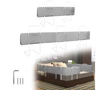 NAIZY Protezione contro le cadute del letto, 180 cm, griglia di protezione per letto a 5 fori, forma regolabile in altezza, bordatura regolabile, colore grigio lino