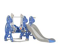 NAIZY Scivolo per bambini 4 in 1 multifunzionale con canestro da basket e altalena e scivolo pieghevole scivolo da giardino da 1 anno per bambini Fun-Slide Max fino a 50 kg, 175x140x115 cm