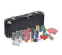 NAIZY Set da Poker 500 Fiches Laser, Include 2 Carte da Gioco, 5 Dadi, Mazziere e Pulsanti Set da Poker in Alluminio, Custodia Nera