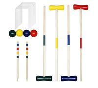 NAIZY Set di Krocket per Bambini e Adulti in Legno per 4 Giocatori con Pioli, Tappetini da Battuta, Cancelli e Palline, Gioco da Giardino Tradizionale