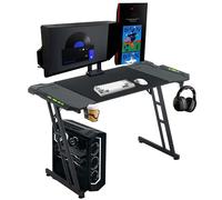 NAIZY Tavolo da gioco, 160 x 60 cm, in fibra di carbonio, ergonomico, con foro e LED