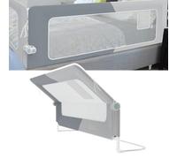 NAIZY Zanzariera per letto Rail, 180 cm, pieghevole, con tasche portaoggetti, griglia di protezione del letto, regolabile in altezza, per lettini, letti dei genitori (giuntura grigia)