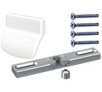 NAJDER Chiusura mobile della porta del balcone, chiusura universale della porta della finestra, kit completo con maniglia, zoccolo, viti, sicurezza antifumo, colore: bianco puro RAL 9016