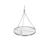 NAJDER Set griglia Rotonda in Acciaio Inox Ø600 mm con Catena sospesa Ø3 mm, Griglia per Barbecue Rotonda Girevole con Set Catena, Girevole e moschettone, per Barbecue sospeso