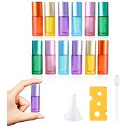 NAJILI Bottiglie a Rullo per Olio Essenziale, Oli Essenziali Bottiglia a Rullo in vetro smerigliato colorato, Ricaricabili Essenziali Ricaricabili Bottiglie per Oli Essenziali, Fragranza 12 pezzi 5ml