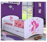 naka24 - Lettino per bambine con materasso e cassettone, colore: Bianco