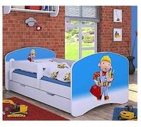 naka24 - Lettino per bambini con materasso e cassettone, colore: Bianco