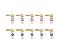 Nakamichi connettori a banana 12-18 AWG 4 mm placcati in oro 24 K adattatore spina a banana per altoparlanti cablati, amplificatore per altoparlanti HiFi 10 pezzi (5 paia), Spine a banana angolate