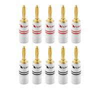 Nakamichi connettori a banana 12-18 AWG 4 mm placcati in oro 24 K adattatore spina a banana per altoparlanti cablati, piastra a parete e amplificatore per altoparlanti HiFi, 10 Pezzi (5 Paia)