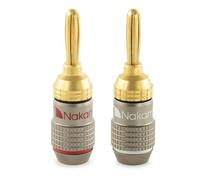 Nakamichi FanLock Excel Connettore a banana placcato oro 24 carati, 10 AWG - 18 AWG spessore 4 mm, per amplificatori di altoparlanti, Hi-Fi Stereo Home Theatre Connessione rapida, 2 pezzi (1 paio)