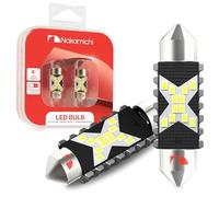 Nakamichi Lampadina LED 578 C5W Festoon LED CANBUS Senza Errori 12-SMD Chipset 2016 6000K Sostituzione per Luci Interne Auto, Cupola, Cortesia, Targa (Confezione da 2) (Bianco, 28mm)