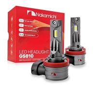 Nakamichi Serie GS810 Lampadine LED H11 per Fari e Fendinebbia, 12.000 Lumen 44W per Set, Bianco Caldo, Plug and Play, Fascio 1:1, Confezione da 2, 3000K, H11 (H8 H9)