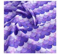 NAKAN Tessuto 100% Cotone Gradient Japanese Fish Scale Print Mermaid Scales Tessuto Decorativo Geometrico per Cucire Artigianato Fai da Te, Abbigliamento, 130cm Larghezza(Size:1m,Color:Viola)