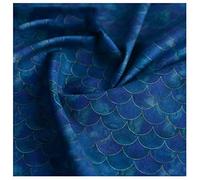 NAKAN Tessuto 100% Cotone Gradient Japanese Fish Scale Print Mermaid Scales Tessuto Decorativo Geometrico per Cucire Artigianato Fai da Te, Abbigliamento, 130cm Larghezza(Size:2m,Color:Blu)