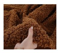 NAKAN Tessuto di Pelliccia Sintetica di Pecora Sherpa 160x50cm ad Alta Densità Tessuto di Pelle Pecora Sintetica Morbida per Cucire, Giocattoli, Cuscini, Costumi Fai da Te(Color:Marrone)
