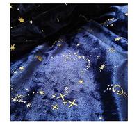 NAKAN Tessuto in Velluto Elasticizzato 155x100cm Tessuto Velour con Motivo Stella Luna Morbida per Artigianato Fai-da-Te, Costume di Abbigliamento, Decorazioni, Sfondo Fotografico(Color:Blu,Size:2m)
