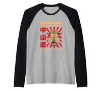 Nakasendo Samurai Trail Giappone Kawaii Neko Edo Periodo Escursionista Maglia con Maniche Raglan