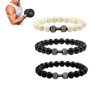NAKEAH Bracciale Gymheads, Bracciale con manubri per Uomo Donna, Set di Braccialetti con Perline con manubri in Pietra Naturale (B)