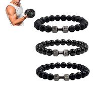 NAKEAH Bracciale Gymheads, Bracciale con manubri per Uomo Donna, Set di Braccialetti con Perline con manubri in Pietra Naturale (J)