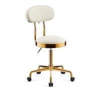 NAKEAH Sgabelli girevoli rotolanti con Ruote Posteriori ad Altezza sedie da redazione Regolabili Rotonde con Ruote per Clinica per Clinica Salone Massaggio Tatuaggio facciale Spa,d'oro,I