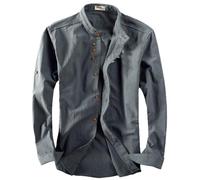 NAKEAH Soulona Katana Camicia, Camicia Premium in Lino Stile Giapponese, Camicia Soulona Uomo Stile Giapponese, Grigio scuro, M