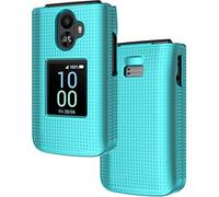 Nakedcellphone Case for TCL Flip 3 Phone, Slim Hard Shell Protector Cover [Anti-Fingerprint, Grid Texture] for T435 (2024) - Teal Mint Cyan