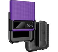 Nakedcellphone - Custodia con clip per Motorola RAZR 40 (2023), cover rigida sottile [texture a griglia] e supporto girevole per cintura sui fianchi, viola