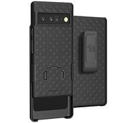Nakedcellphone - Custodia rigida con clip per Google Pixel 6 Pro, con supporto e cricchetto per cintura e fascetta per cintura, colore: Nero