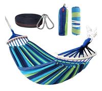 Nakeey Amaca Doppia, Amaca da Esterno per Giardino,capacità 300 kg, Portatile Leggera con Borsa per Giardino Cortile Spiaggia Backpacking Escursionismo, 280 x 150 cm, Blu