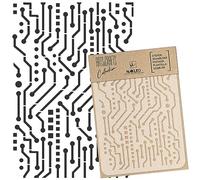 NAKLEO Stencil di Pittura Artigianato, A4 21x30cm Circuito Integrato Chip, Fai da te Modelli Plastica e Riutilizzabili, Arte Scrapbooking Geometrico Decorazioni Casa, Pareti Muro Legno Mobili
