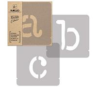 NAKLEO Stencil Alfabeto per Pittura 42 Pezzi Set, 10cm Lettere e Numeri Typewriter Carattere Piccolo, Stampini Plastica e Riutilizzabile, Fai da te Modello Artigianato, Pareti Muro Legno Tessuto