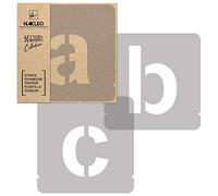 NAKLEO Stencil Alfabeto per Pittura 42 Pezzi Set, 14cm Lettere e Numeri Modern Sans Carattere Piccolo, Stampini Plastica e Riutilizzabile, Fai da te Modello Artigianato, Pareti Muro Legno Tessuto