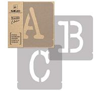 NAKLEO Stencil Alfabeto per Pittura 42 Pezzi Set, 14cm Lettere e Numeri Typewriter Carattere Maiuscola, Stampini Plastica e Riutilizzabile, Fai da te Modello Artigianato, Pareti Muro Legno Tessuto