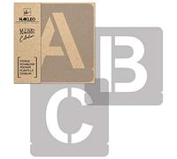 NAKLEO Stencil Alfabeto per Pittura 42 Pezzi Set, 7cm Lettere e Numeri Modern Sans Carattere Maiuscola, Stampini Plastica e Riutilizzabile, Fai da te Modello Artigianato, Pareti Muro Legno Tessut