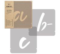 NAKLEO Set di Stencil per Pittura - Lettere & Numeri Alfabeto - 7 cm - Scrittura Manuale Piccolo - 42 pezzi - Modello di Plastica Riutilizzabile