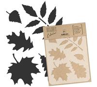 NAKLEO Stencil di Pittura Artigianato, A5 15x21cm Autunno Foglie Natura, Fai da te Modelli Plastica e Riutilizzabili, Arte Scrapbooking Geometrico Decorazioni Casa, Pareti Muro Legno Mobili