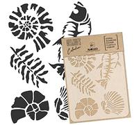 NAKLEO Stencil di Pittura Artigianato, A5 15x21cm Fossili Ammonite Giurassico, Fai da te Modelli Plastica e Riutilizzabili, Arte Scrapbooking Geometrico Decorazioni Casa, Pareti Muro Legno Mobili