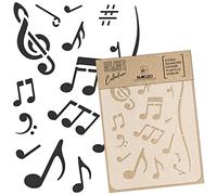 NAKLEO Fai da te Stencil in Plastica Riutilizzabile - 15x21cm - Note Musicali Alti - Arte Artigianato Parete Pittura Modello Scrapbooking Decoupage Tessuto Mobili Legno