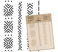NAKLEO Stencil di Pittura Artigianato, A5 15x21cm Panno Di Fango Africano Boho, Fai da te Modelli Plastica e Riutilizzabili, Arte Scrapbooking Geometrico Decorazioni Casa, Pareti Muro Legno Mobili