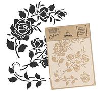 NAKLEO Stencil di Pittura Artigianato, A5 15x21cm Rosa Fiore Natura, Fai da te Modelli Plastica e Riutilizzabili, Arte Scrapbooking Geometrico Decorazioni Casa, Pareti Muro Legno Mobili