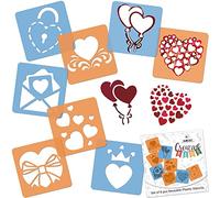 NAKLEO Stencil di Pittura per Bambini, 8 Pezzi 15x15cm Amore Cuori, Modelli Plastica e Riutilizzabili di Disegno Creativo, Sagome DIY Decorazione Arte e Artigianato, Carta Muro Legno Tessuto