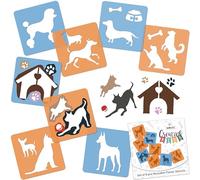 NAKLEO Stencil di Pittura per Bambini, 8 Pezzi 15x15cm Animali Cani, Modelli Plastica e Riutilizzabili di Disegno Creativo, Sagome DIY Decorazione Arte e Artigianato, Carta Muro Legno Tessuto