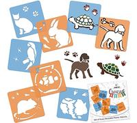 NAKLEO Stencil di Pittura per Bambini, 8 Pezzi 15x15cm Animali Domestici, Modelli Plastica e Riutilizzabili di Disegno Creativo, Sagome DIY Decorazione Arte e Artigianato, Carta Muro Legno Tessuto