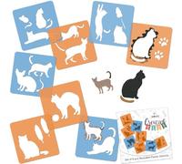 NAKLEO Stencil di Pittura per Bambini, 8 Pezzi 15x15cm Gatti Animali, Modelli Plastica e Riutilizzabili di Disegno Creativo, Sagome DIY Decorazione Arte e Artigianato, Carta Muro Legno Tessuto