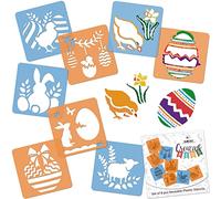 NAKLEO Stencil di Pittura per Bambini, 8 Pezzi 15x15cm Pasqua, Modelli Plastica e Riutilizzabili di Disegno Creativo, Sagome DIY Decorazione Arte e Artigianato, Carta Muro Legno Tessuto