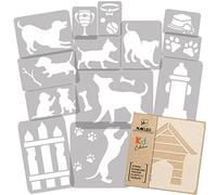 NAKLEO Stencil di Pittura per Bambini, Set di 14 Pezzi da 9x12 a 23x34cm Cane Animale Domestico, Modelli Plastica e Riutilizzabili di Stanza Decorazione, Sagome DIY Fai-da-te, Mobili Muro Legno